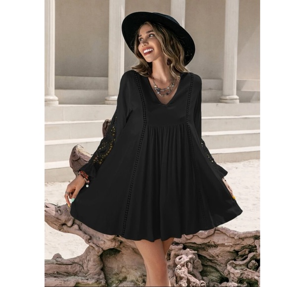 RUSTTYDUSTTY GUIPURE LACE INSERT SMOCK DRESS - Picture 5 of 11